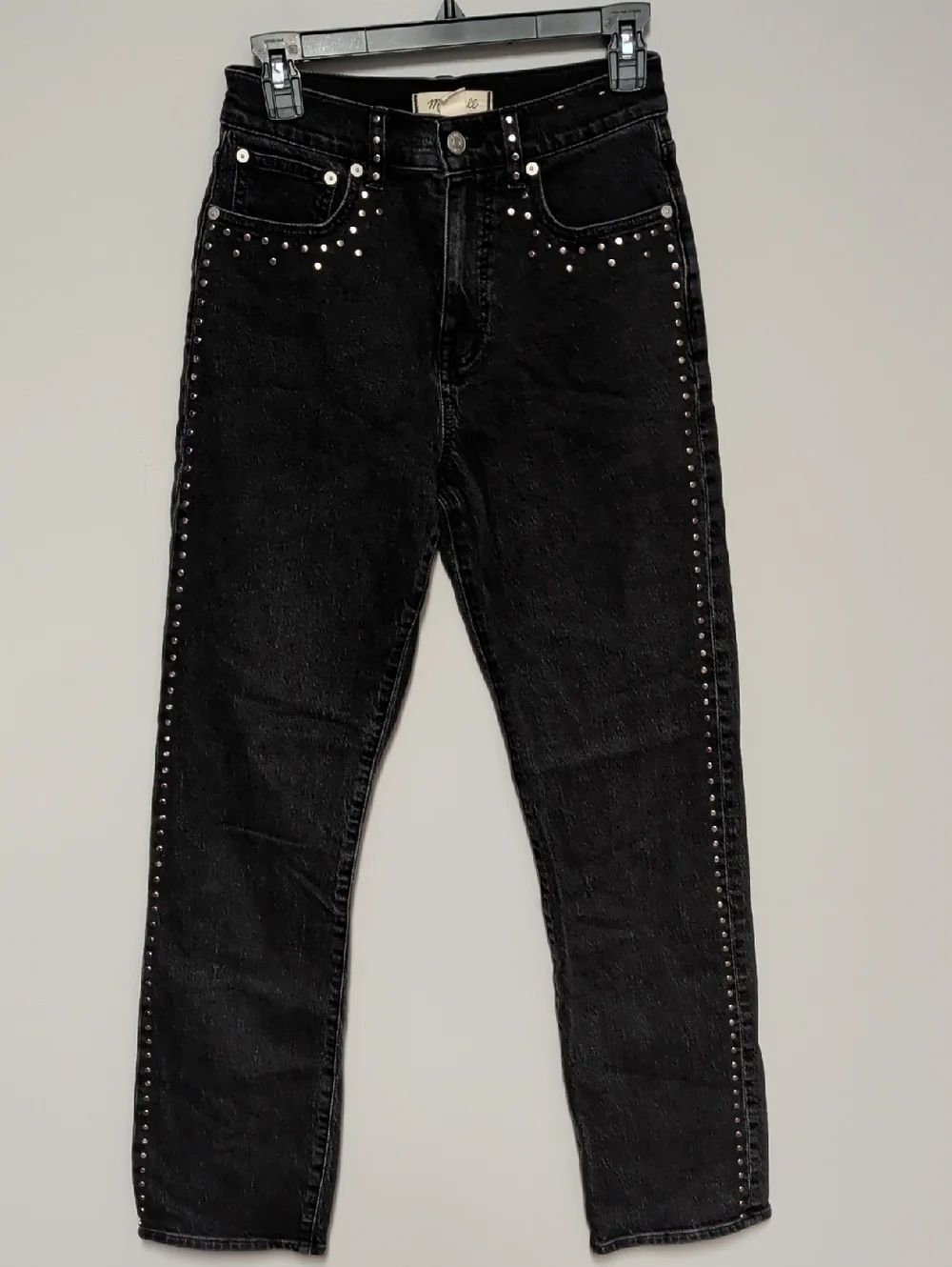 Madewell Black High-Rise Studded Jeans — Silver Accents